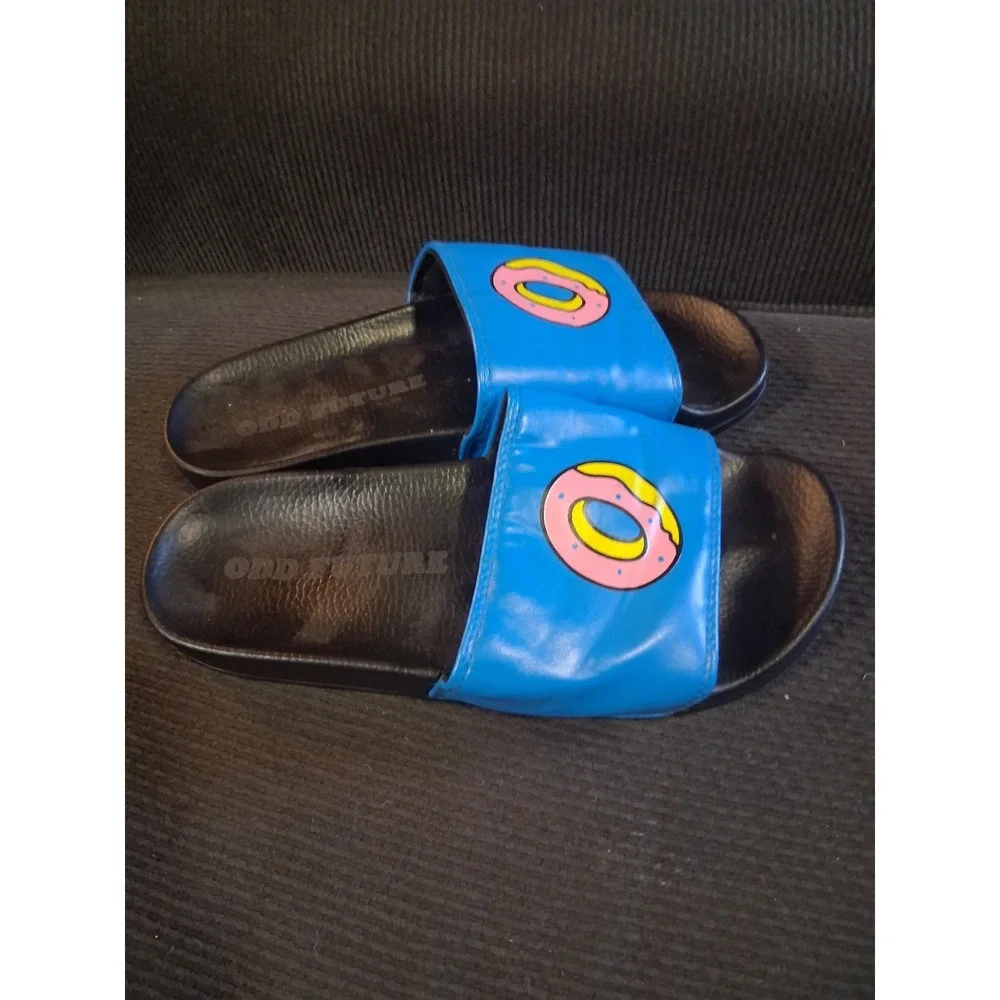 Odd Future Donut Slides Men's 7 Blue Pink Yellow Novelty Summer Father's Day‎